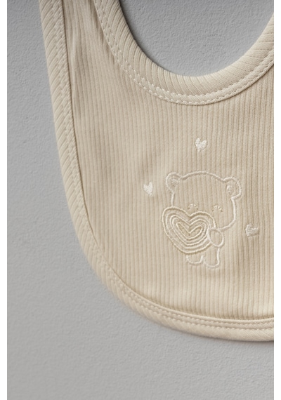 Bebitof Heart Pattern 5 Parça Yenidoğan Bebek Hastane Çıkışı Zıbın Seti %100 Pamuk Ekru