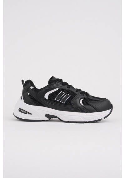 Muggo Shift Kadın Kalın Taban Bağcıklı Günlük Sneaker Spor Ayakkabı Siyah