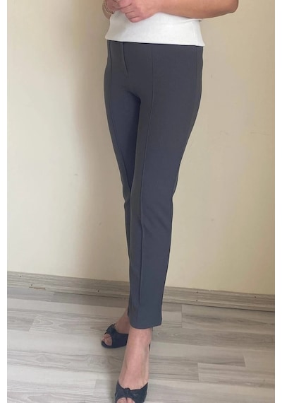 Mia Butik Dertsiz Büyük Beden Koyu Gri Toparlayıcı Kumaş Pantolon Koyu Gri