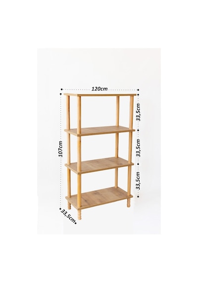Concept 3 Raflı Organizer Balkon Banyo Kitaplık Mutfak Dolabı Ofis Düzenleyici Ahşap Nature