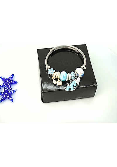 Biem Pandora Model Çelik Bileklik Mavi2 Gold/gümüş