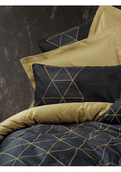 Cotton Box Dark Çift Kişilik Nevresim Takımı Veta Gold Çiçekli