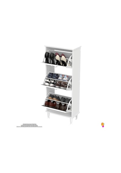 Modilayn Varbi Kapı Önü 52 X 127 X 25,5 Cm Lik 3 Düşer Kapak 6 Göz Bölmeli Ayakkabılık Antrasit - Beyaz