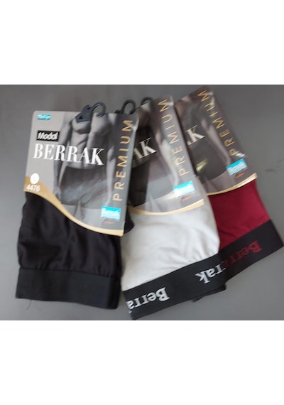 Berrak 4476 Erkek Modal Çok Renkli Likralı Boxer 3 Adet Çok Renkli