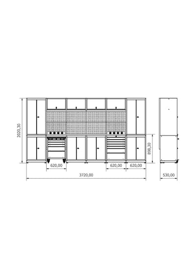 3.7 Metre Modüler Çalışma Tezgahı İe.36.18.33