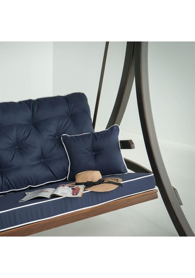 Comforte Ladin Ahşap Salıncak Dış Mekan Bahçe, Teras Salıncağı -lacivert Lacivert