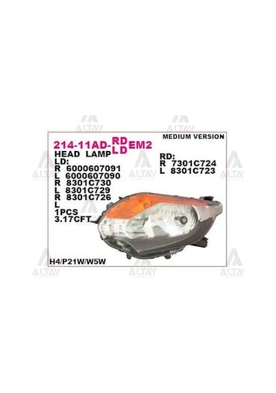 DEPO 214-11ADR-LDEM2 Ön Far Sağ- Siyah - Mitsubishi L200 15- Fiat Fullback 15-