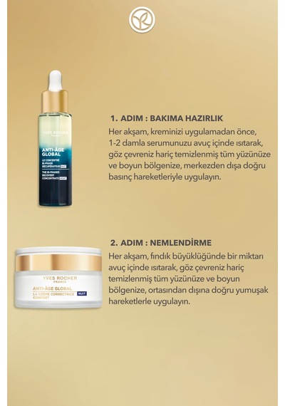 Yves Rocher Yaşlanma Karşıtı Gece 2'li Bakım Seti -gece Serumu 30ml & Gece Kremi 50 Ml