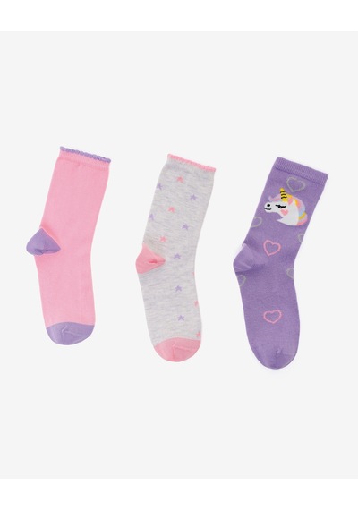 Skechers 3'lü Paket Funny Feet Uzun Çorap Büyük Kız Çocuk Lila-pembe-gri Sk2520117-3474