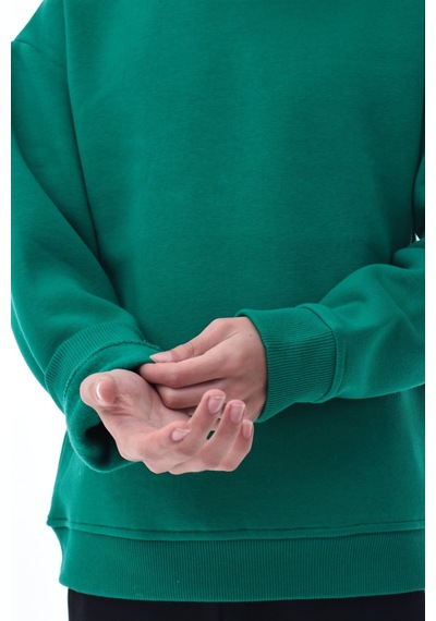 Yeşil Erkek Çocuk Sweat Pamuklu Rahat Kalıp Basic Uzun Kollu Yeşil
