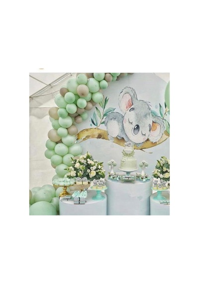 Pastel Gri Yeşil Balon Balon Zinciri 100 Adet Mix
