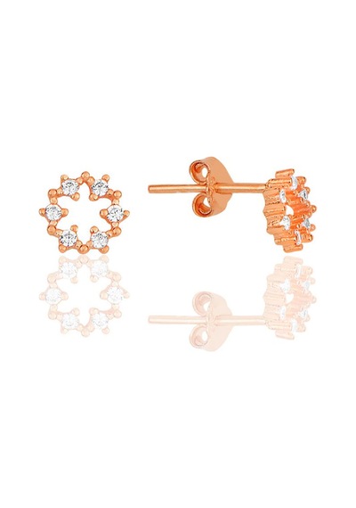 Söğütlü Silver Gümüş Rose Zirkon Taşlı Kar Tanesi Küpe Barcode Gold - Rose Gold - Rodyum