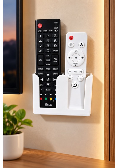 Veriqo 3d Duvara Monte 2'li Uzaktan Kumanda Tutucu Tv Kumandalık Düzenleyici Beyaz