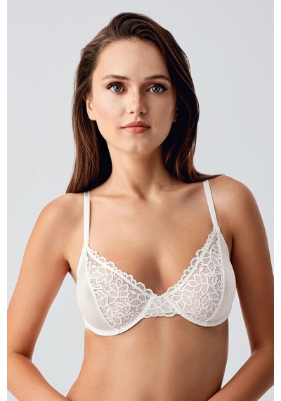 New Bra Kadın B Kap Dantelli Desteksiz Sütyen Ekru 8410 Ekru