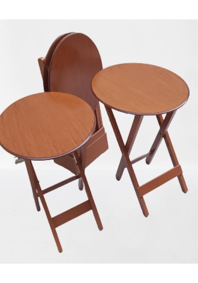 Çanta Zigon Sehpa Oval Dörtlü Model Ahşap Mdf Ceviz Renk Uyumu El Yapımı