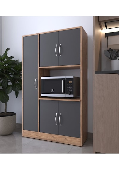 Riva 5 Kapaklı Çok Amaçlı Mutfak&banyo Dolabı, A.çam-antrasit