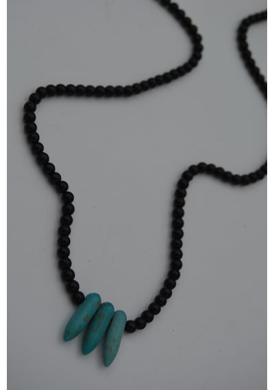 Stoneage Jewellery Amazonit Ve Oniks Taşlı Metalsiz Şifa  Kolyesi Gümüş