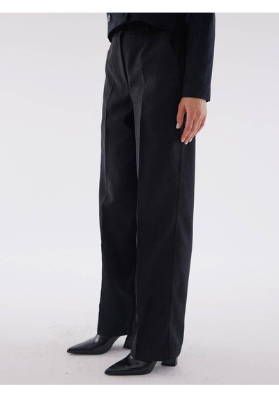 Süet Siyah Bol Paça Pantolon 001