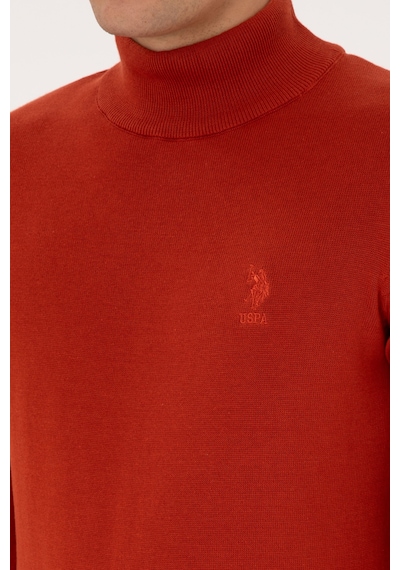 U.S. Polo Assn. Erkek Slim Fit Yarım Balıkçı Yaka Kiremit Basic Kazak 50307783-VR031 U.S. Polo Assn. Erkek Slim Fit Yarım Balıkçı Yaka Kiremit Basic Kazak 50307783-VR031