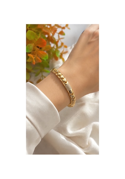 Xuping Rose Gold Renginde Şık Model Kalın Zincir Taşlı Bileklik Altın