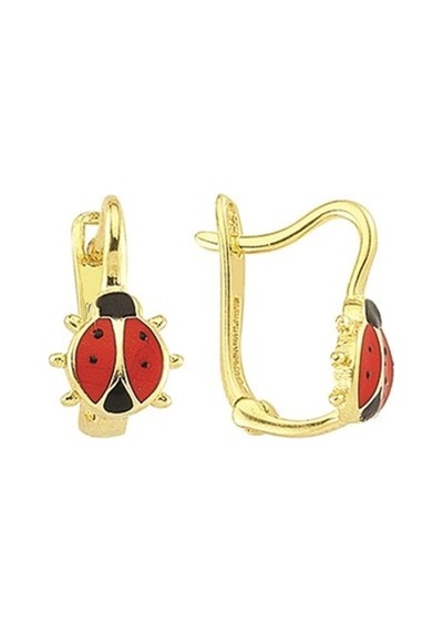 Goldkupe 14 Ayar Taşlı Uğur Böceği Altın Çocuk Küpe 1,19 Gr-1059