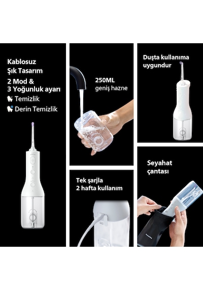 Philips Sonicare Power Flosser 3000 Ağız Duşu Kablosuz - Beyaz HX3826/31