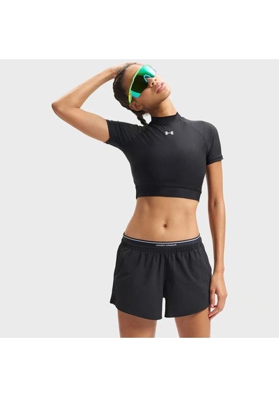 Under Armour Heatgear Crop Mock Kadın Siyah Polo Yaka Tişört