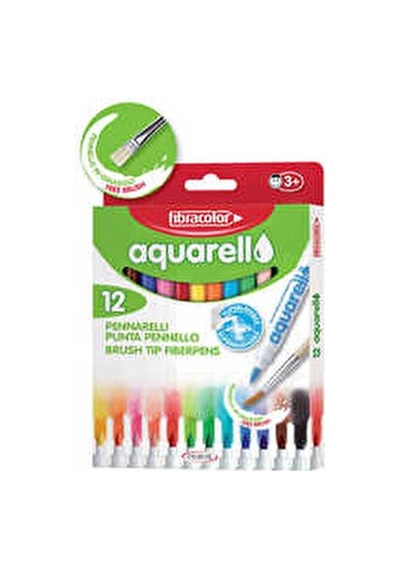 Fibracolor Aquarell 12 Renk Keçeli Kalem Seti Fırça Uçlu 12 Parça İtalyan Kalitesi