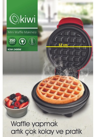 Kiwi KSM-2400W Yapışmaz Plakalı Mini Waffle Makinesi