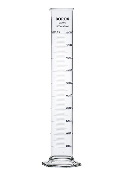 Cam Mezür 2000 Ml - Uzun Form - Mavi Skala - Borosilikat 3.3