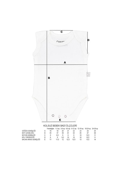 Uygunbebe Boumini Kolsuz Bebek Çıtçıtlı Body Gri Çizgili Zarf Yaka 0-36 Ay