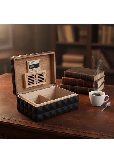 Quasar Design Humidor Puro Kutusu Mat Siyah 80's