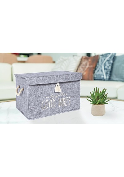 Pazar Kapısı Keçe Çok Amaçlı Kapaklı Düzenleyici Kutu 35 X 24 X 24 Cm Mini, Gri
