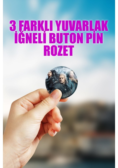 The Witcher Geralt Yennefer Dizi Çanta Süsü İğneli Buton Rozet Seti 3 Adet Üçlü