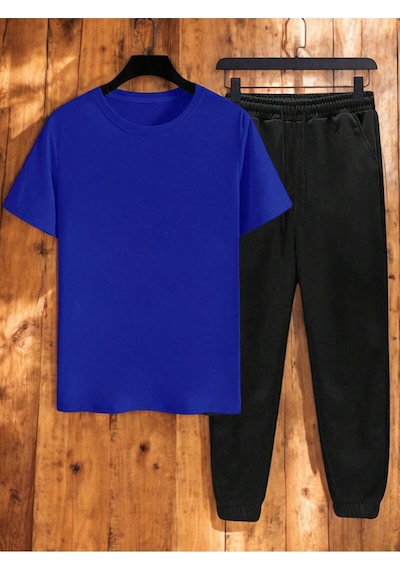 Uyguntarz Unisex Outer Banks Tasarım Basklı Tshirt Eşofman Takımı Mavi