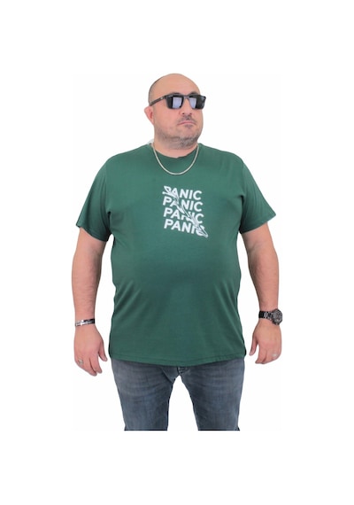 Moc Grande Mocgrande Erkek Büyük Beden Sıfır Yaka Tişört Panic 24135 Neftı-Neftı Yeşil