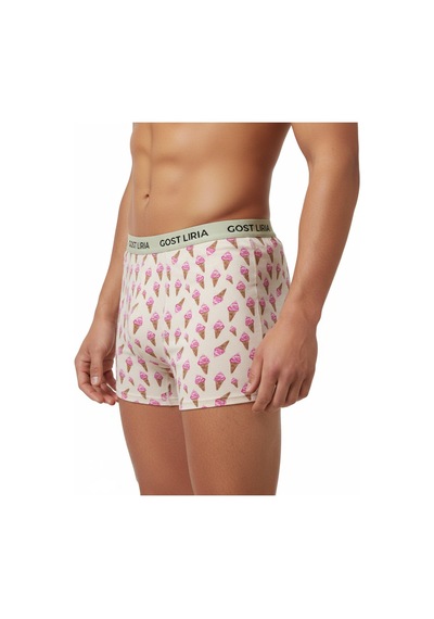 Gost Liria- İce Cream Desenli Erkek Boxer Ekru