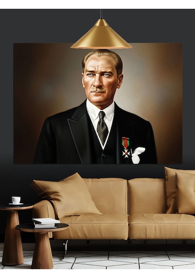 Resmi Kıyafetli Atatürk Portresi Dekoratif Kanvas - Mdf Ahşap Tablo