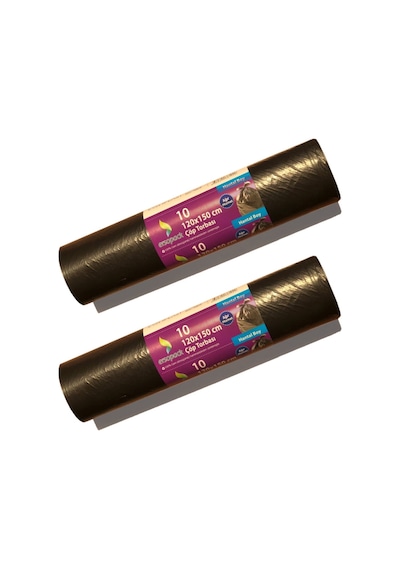 Ersopack Endüstriyel Hantal Boy Çöp Torbası Siyah 2 x 10'lu 120 x 150 CM