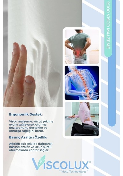 Coccyx Ortopedik Oturma Minderi - Visco Kuyruk Sokumu Minderi Hemeroid Mavi 44x36x9,5 Diğer