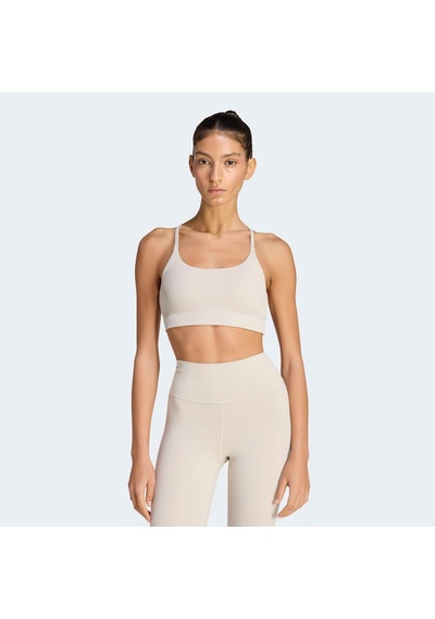 Adidas All Me Light Support Rib Long Line Kadın Bej Antrenman Bra Jz4959