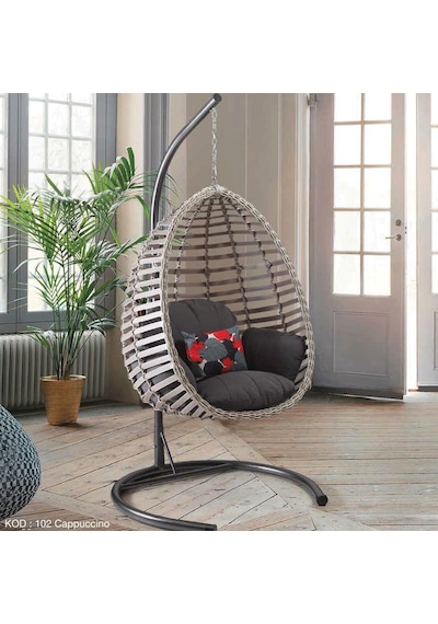 Capri Swing Gümbet Tekli Rattan Bahçe Salıncağı Balkon Salıncağı 001