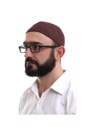 Bordo Kışlık Nokta Desenli Orlon Namaz Takkesi