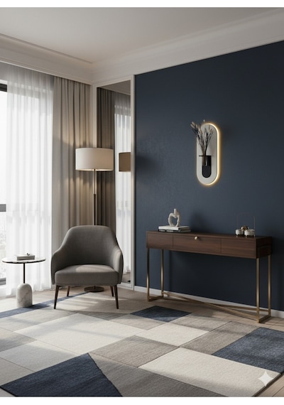 Gardenya Ahşap Pilli Ledli İskandinav Tarzı Salon Duvar Rafı Modern Çiçeklik 27 X 65 Cm Paris Grisi - Antrasit