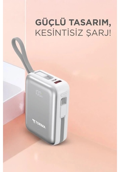 Özel Seri Enerji Kaynağı Kullanışlı Şarj Trm-1028 Beyaz 20000 Mah Type-c Lightning Powerbank Çok Renkli