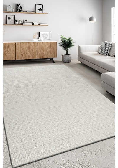 Denf Home Geometrik Sisal Loop Yumuşak Doku Özel Kesim Modern Salon Koridor Oturma Mutfak Halısı Kilim Yolluk Krem - Krem