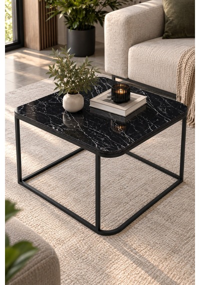 Sulorahome Siyah Kare Orta Sehpa 65x50 Cm