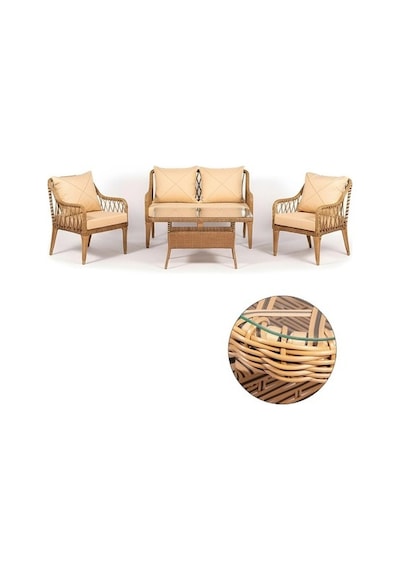 Dora Garden Home Zen Rattan Bahçe Balkon Takımı 2+1+1 Camlı Masalı Kahverengi Siyah Çizgili Dora Garden Home Zen Rattan Bahçe Balkon Takımı 2+1+1 Camlı Masalı Kahverengi Siyah Çizgili