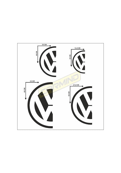 Volkswagen Yarım Logo Yan Cam Sticker (2 Adet)