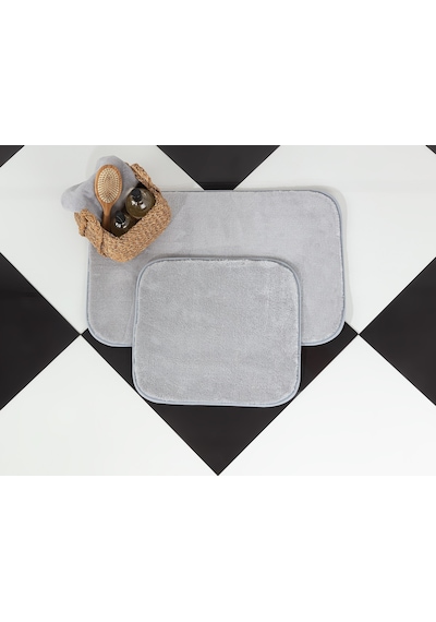 Madame Coco Carol 2'Li Banyo Paspası - Gri - 50X80 + 45X50 Cm